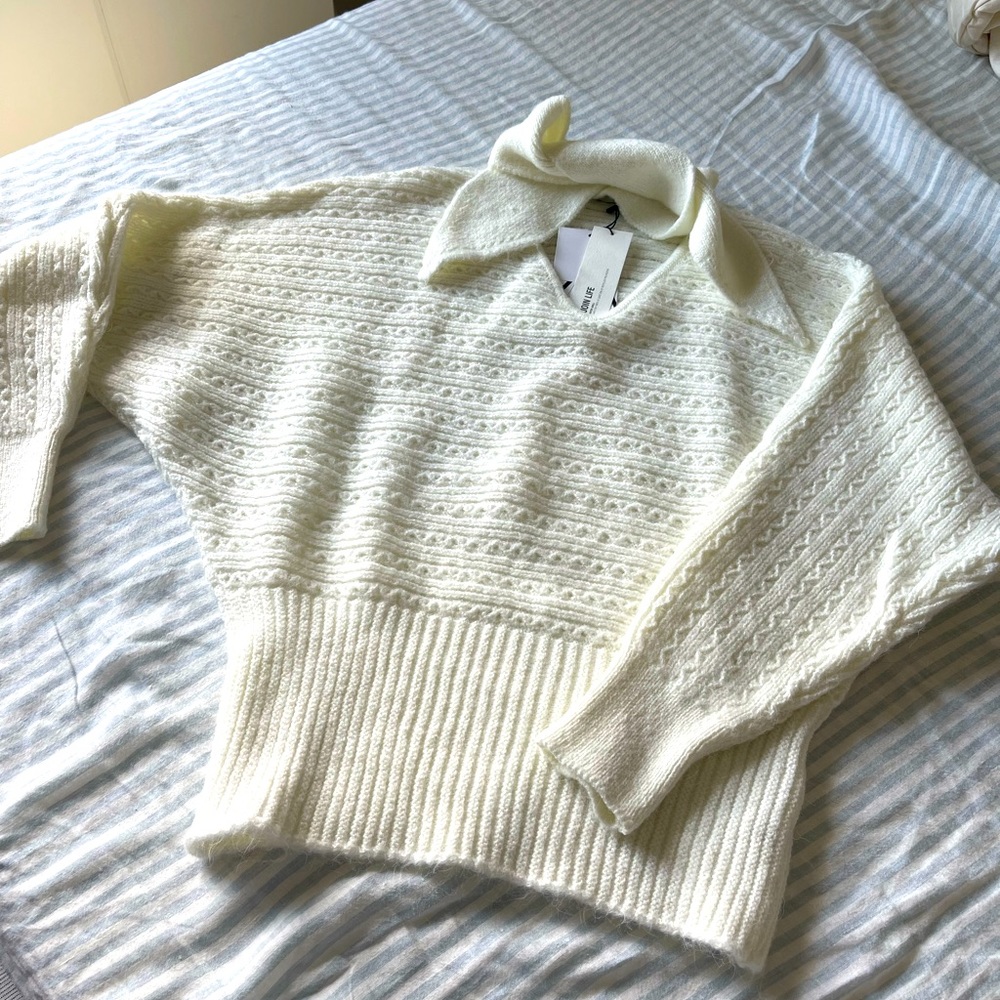 Zara KNIT SWEATER WITH TIED NECK